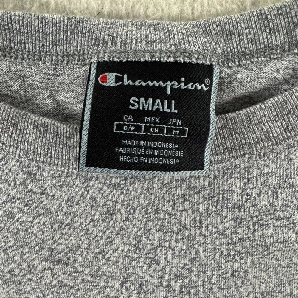 Champion Cropped T-Shirt Women Small Gray Excellent Embroidered Script WL956 XFS